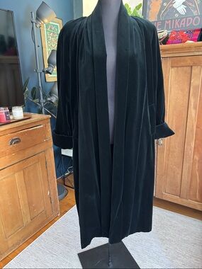 Black Velvet Long Open Front Duster / Opera Coat